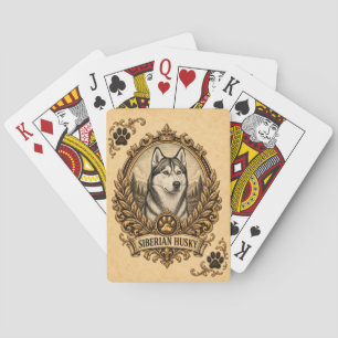 Siberische Husky, Vintage Heritage Dog Pokerkaarten