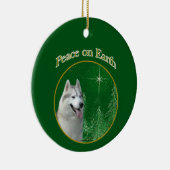 Siberische Husky vrede Keramisch Ornament (Rechts)