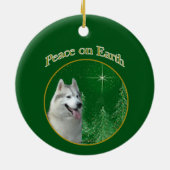 Siberische Husky vrede Keramisch Ornament (Achterkant)