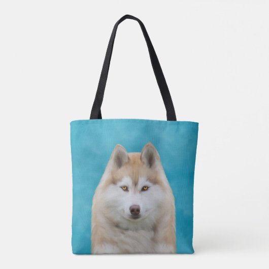 Siberische Husky Water Kleur Art Portret Tote Bag (Achterkant)
