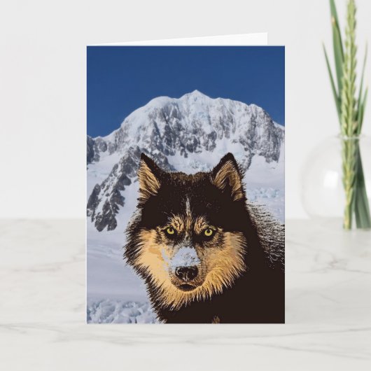 Siberische Husky Wenskaart Kaart (Voorkant)