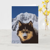 Siberische Husky Wenskaart Kaart (Gele Bloem)