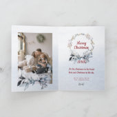 Siberische Husky Winter Familie Foto Vrolijk Kerst Kaart (Binnen)