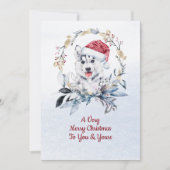 Siberische Husky Winter Familienaam Paar Foto Feestdagenkaart (Voorkant)