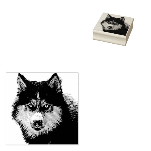 Siberische Husky Wood Art Stamp Rubberstempel (Gestempeld)