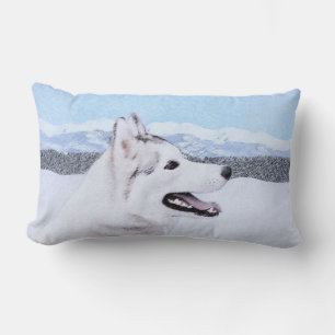 Siberische Husky (Zilver en Wit) Schilderij Hond K Kussen
