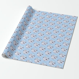 Siberische Husky (Zilver en Wit) Schilderij Honden Cadeaupapier