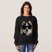 Siberische Husky Zonnebril Grappig Trui (Voorkant volledig)