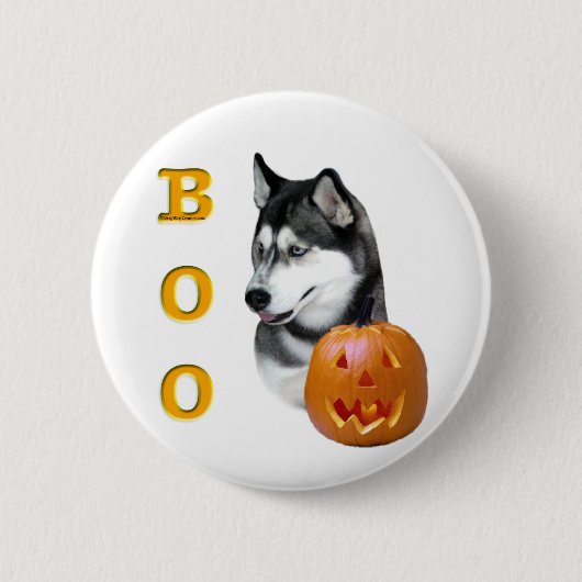 Siberische Husky (zwart) Boo Ronde Button 5,7 Cm (Voorkant)
