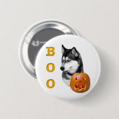 Siberische Husky (zwart) Boo Ronde Button 5,7 Cm (Voorkant /achterkant)