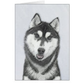 Siberische Husky (zwart en wit) schilderende hond  (Voorkant)
