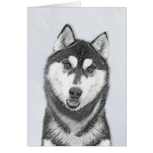 Siberische Husky (zwart en wit) schilderende hond  (Voorkant)