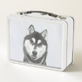 Siberische Husky (zwart en wit) schilderende hond  (Achterkant)