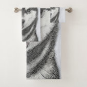 Siberische Husky (zwart en wit) schilderende hond  Bad Handdoek (Insitu)