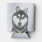 Siberische Husky (zwart en wit) schilderende hond  Blikjeskoeler (Voorkant)