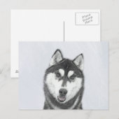 Siberische Husky (zwart en wit) schilderende hond Briefkaart (Voorkant / Achterkant)