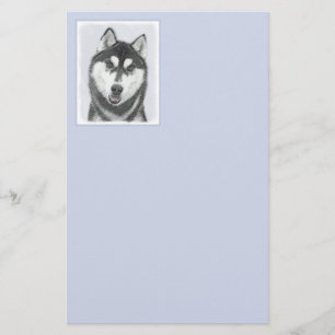 Siberische Husky (zwart en wit) schilderende hond  Briefpapier