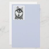 Siberische Husky (zwart en wit) schilderende hond Briefpapier (Voorkant / Achterkant)