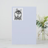 Siberische Husky (zwart en wit) schilderende hond Briefpapier (Staand voorkant)