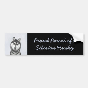 Siberische Husky (zwart en wit) schilderende hond  Bumpersticker