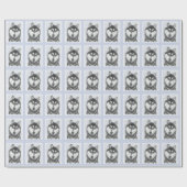 Siberische Husky (zwart en wit) schilderende hond Cadeaupapier (Vlak)