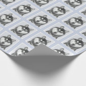 Siberische Husky (zwart en wit) schilderende hond Cadeaupapier (Hoek)