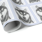 Siberische Husky (zwart en wit) schilderende hond Cadeaupapier (Rol Hoek)