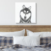 Siberische Husky (zwart en wit) schilderende hond Canvas Afdruk (Insitu (Slaapkamer))