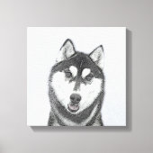 Siberische Husky (zwart en wit) schilderende hond Canvas Afdruk (Voorkant)