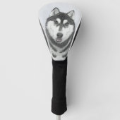 Siberische Husky (zwart en wit) schilderende hond  Golfheadcover (Voorkant)