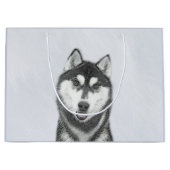 Siberische Husky (zwart en wit) schilderende hond Groot Cadeauzakje (Voorkant)
