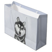 Siberische Husky (zwart en wit) schilderende hond Groot Cadeauzakje (Voorkant Gekanteld)