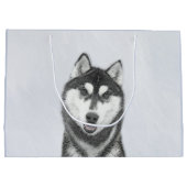 Siberische Husky (zwart en wit) schilderende hond Groot Cadeauzakje (Achterkant)