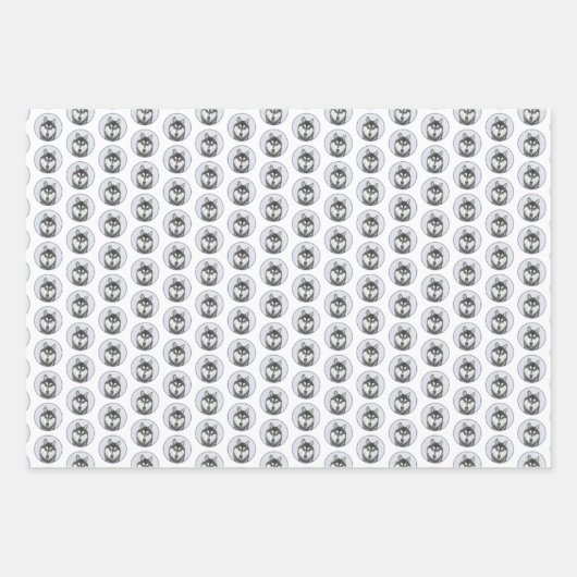 Siberische Husky (zwart en wit) schilderende hond  Inpakpapier Vel (Voorkant 2)