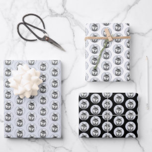 Siberische Husky (zwart en wit) schilderende hond  Inpakpapier Vel