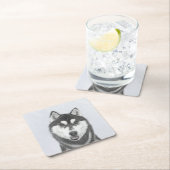 Siberische Husky (zwart en wit) schilderende hond  Kartonnen Onderzetters (Insitu)