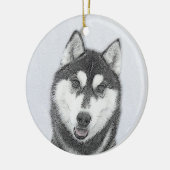 Siberische Husky (zwart en wit) schilderende hond  Keramisch Ornament (Links)