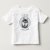 Siberische Husky (zwart en wit) schilderende hond  Kinder Shirts (Voorkant)