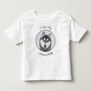 Siberische Husky (zwart en wit) schilderende hond  Kinder Shirts