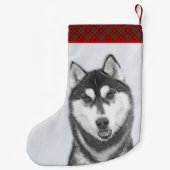 Siberische Husky (zwart en wit) schilderende hond  Kleine Kerstsok (Achterkant)