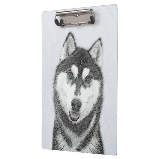Siberische Husky (zwart en wit) schilderende hond Klembord (Links)