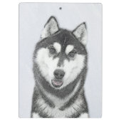 Siberische Husky (zwart en wit) schilderende hond  Klembord (Achterkant)