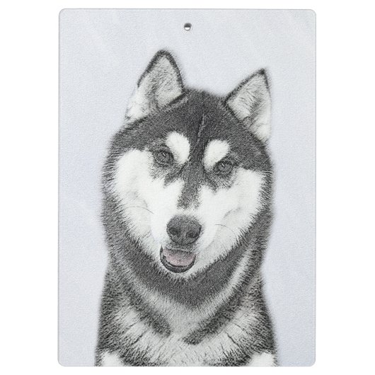 Siberische Husky (zwart en wit) schilderende hond  Klembord (Achterkant)