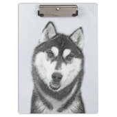 Siberische Husky (zwart en wit) schilderende hond Klembord (Voorkant)
