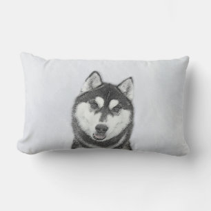 Siberische Husky (zwart en wit) schilderende hond Kussen