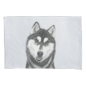 Siberische Husky (zwart en wit) schilderende hond Kussensloop (Voorkant)