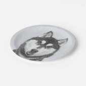 Siberische Husky (zwart en wit) schilderende hond Papieren Bordje (Gekanteld)