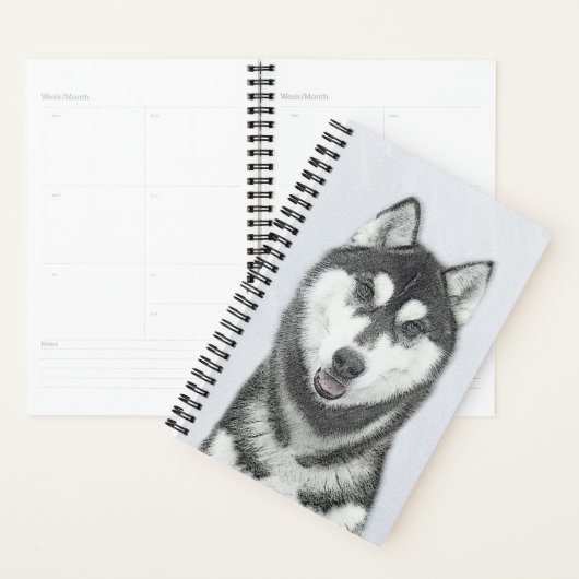 Siberische Husky (zwart en wit) schilderende hond Planner (Display)