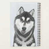 Siberische Husky (zwart en wit) schilderende hond Planner (Achterkant)