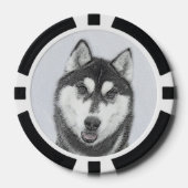 Siberische Husky (zwart en wit) schilderende hond Poker Chips (Voorkant)